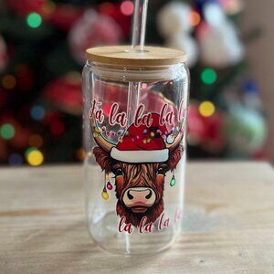 Cold Brew Coffee Glass, Christmas Cup, Drinkware